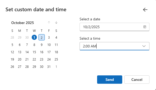 Why can't we have 'schedule send' available at all times? - Microsoft Q&A