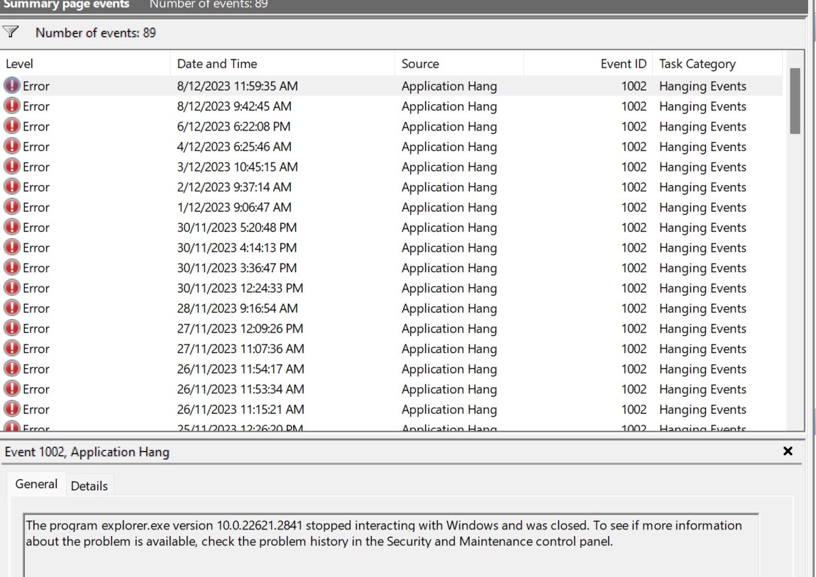 Windows explorer continues to hang and crash - Microsoft Q&A