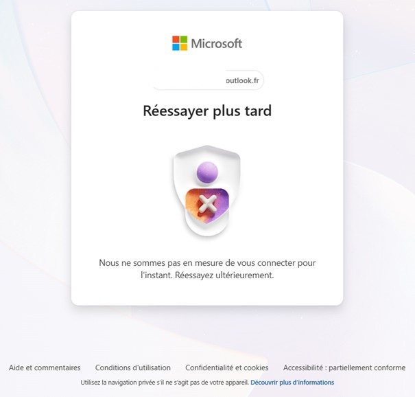 Microsoft Réessayer plus tard