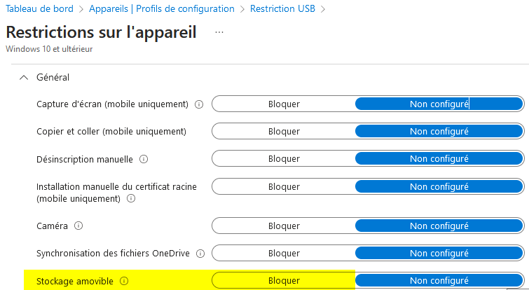 Blocage USB