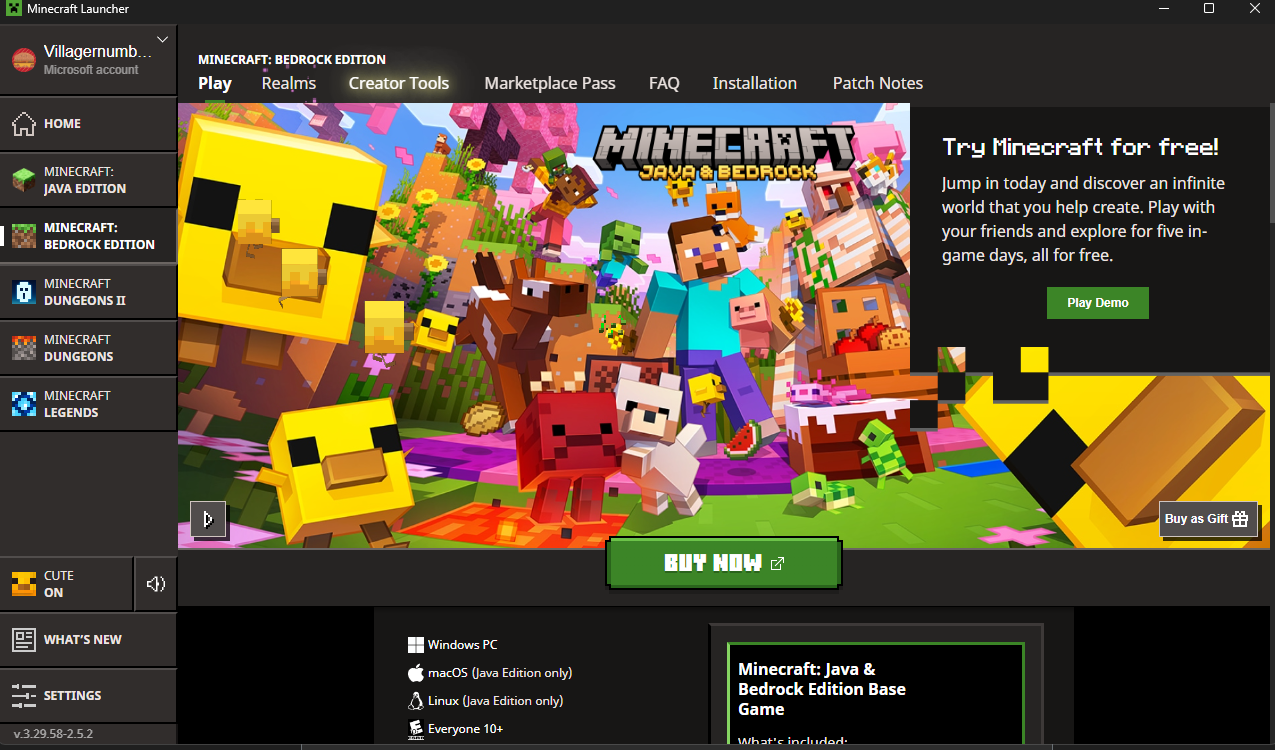 I have bought minecraft from an external service and redeemed the code ...