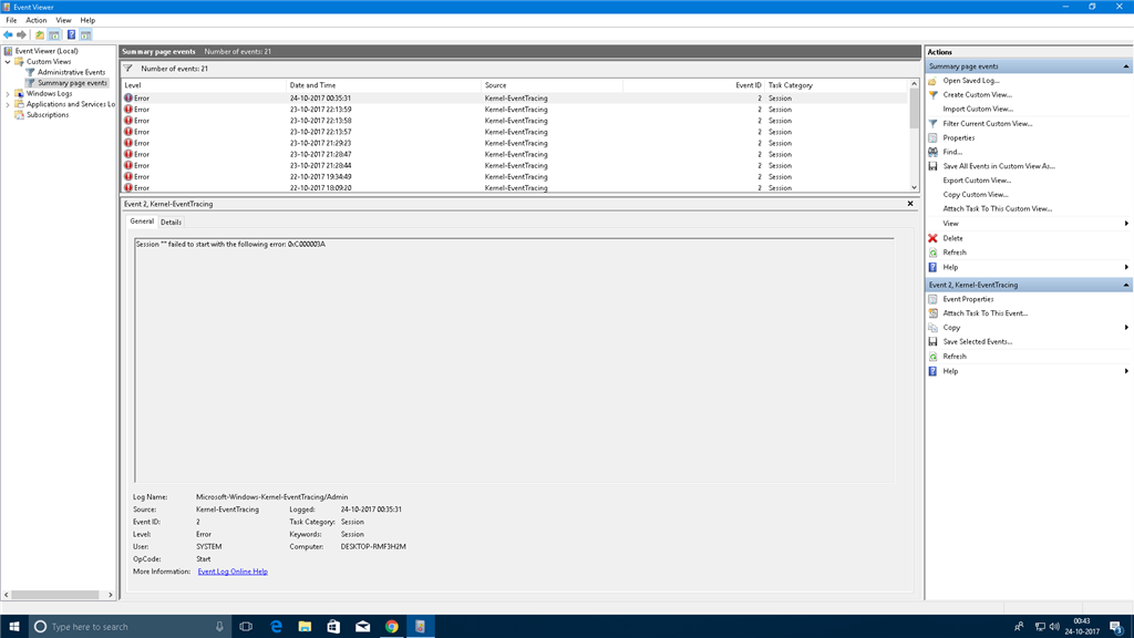 Session "" failed to start with the following error: 0xC000003A ...