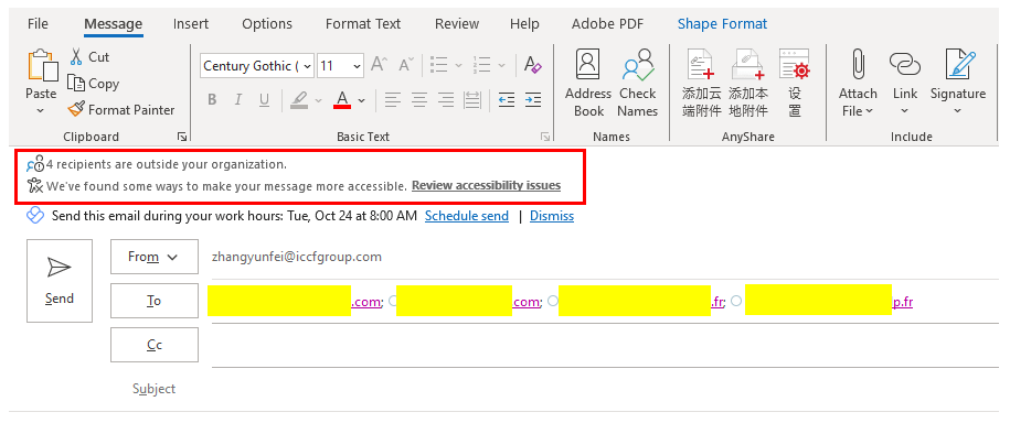 Why, after enabling MailTipsExternalRecipientsTipsEnabled are some ...