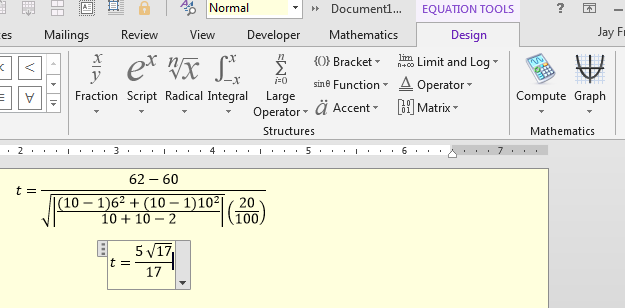 Solving for t using the equation editor in Office 365 - Microsoft Q&A