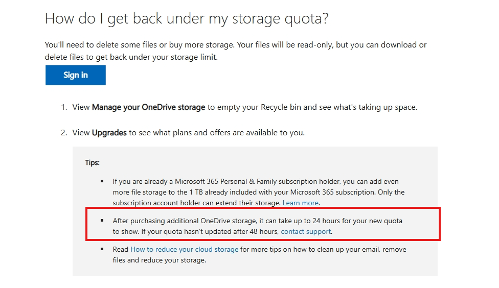 Upgraded Storage Amount isn't showing up... - Microsoft Q&A