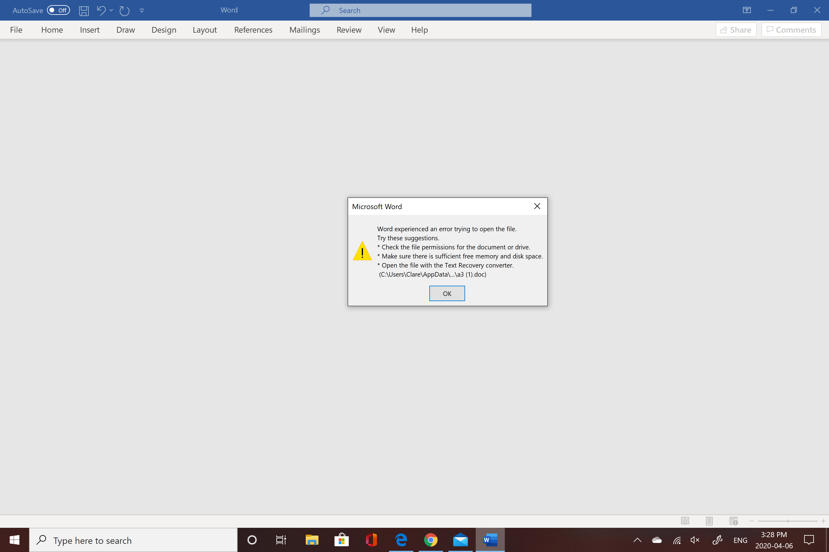 I cant open any of my word doc files in Windows - Microsoft Q&A