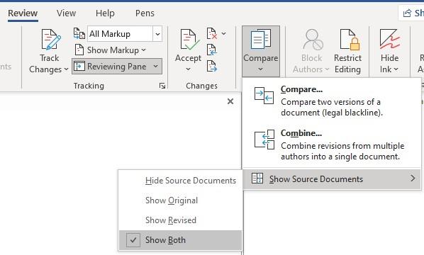 Compare Documents Word 2019 - Microsoft Q&A