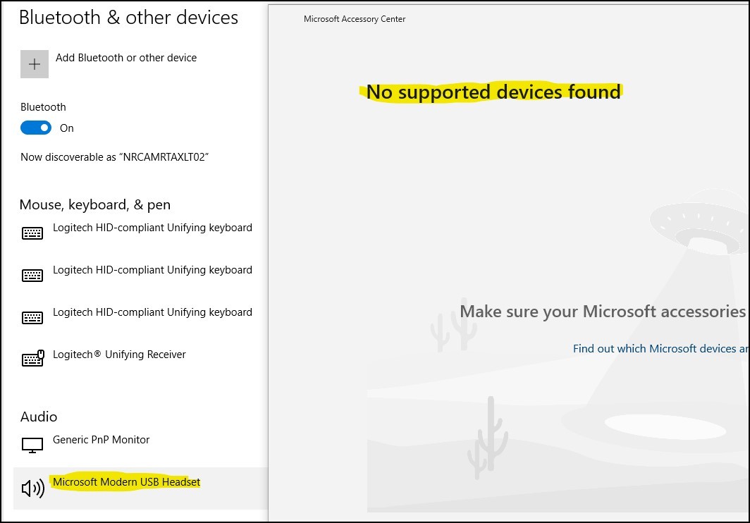 Microsoft Modern USB-A headset not showing up in Microsoft Accessory ...