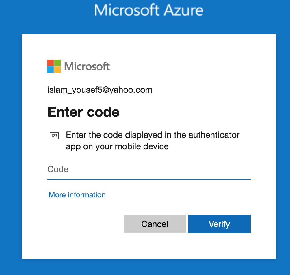 cannot access my azure account because of authenticator app