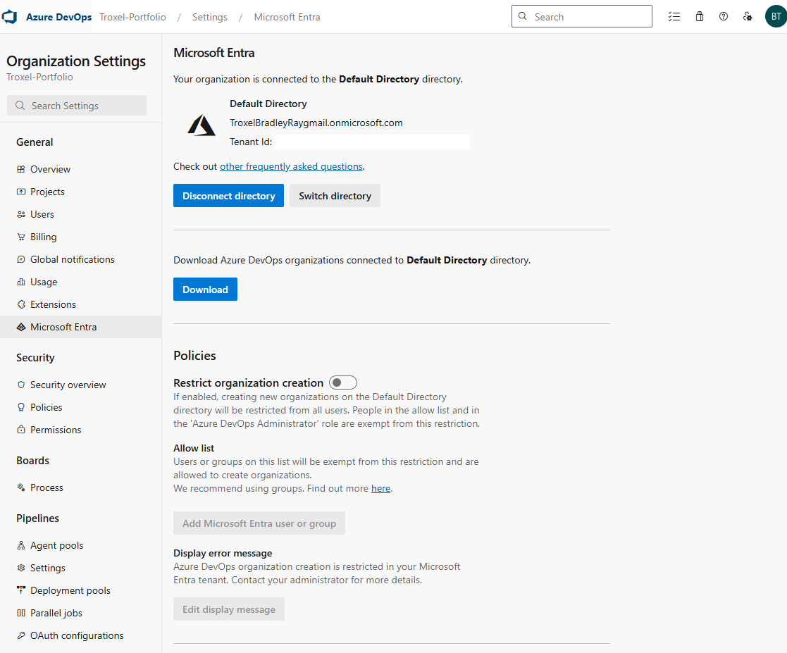 Can't make my Azure Devops organization allow public projects ...