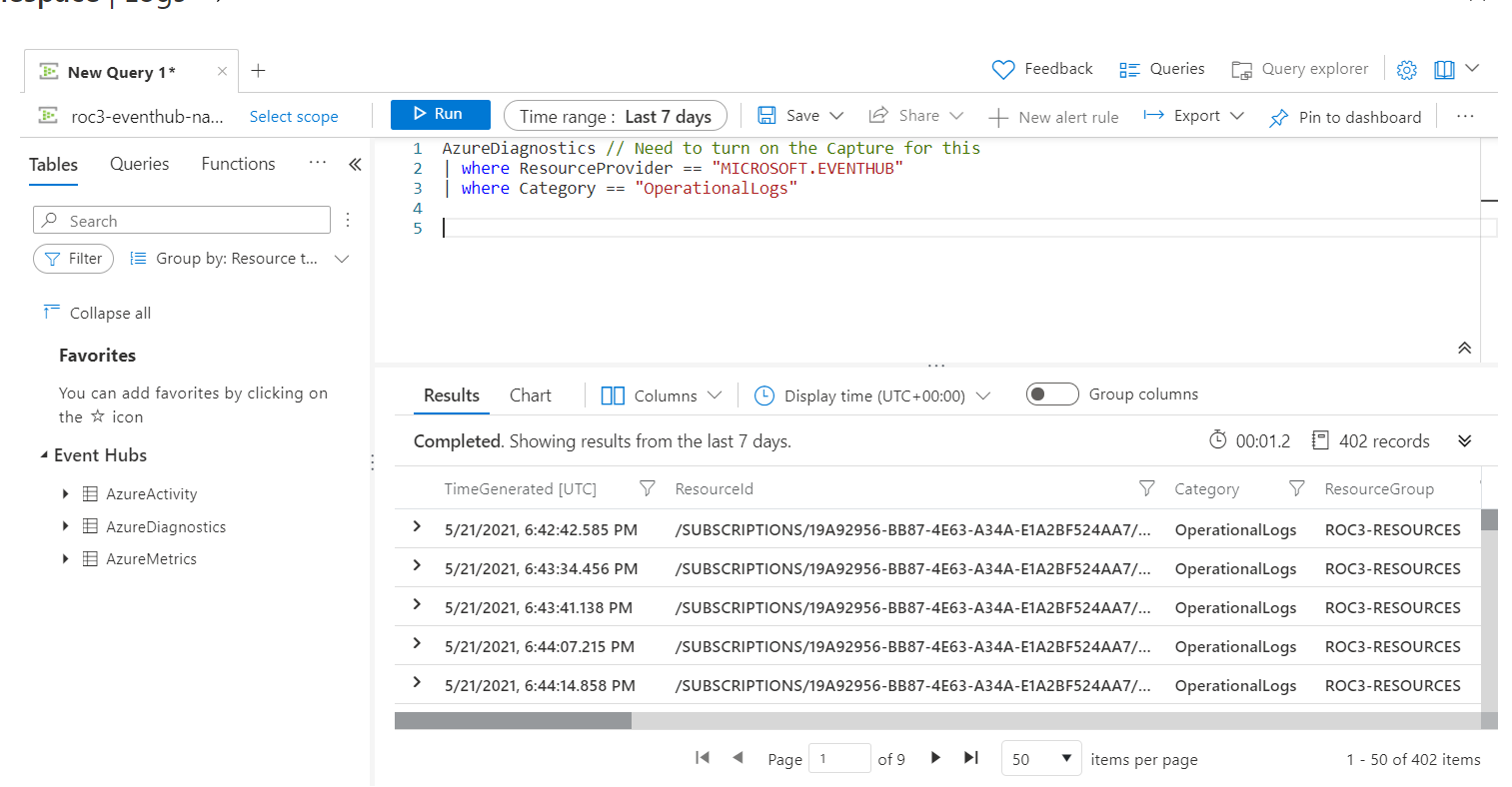 Event hub diagnostic logs - Microsoft Q&A