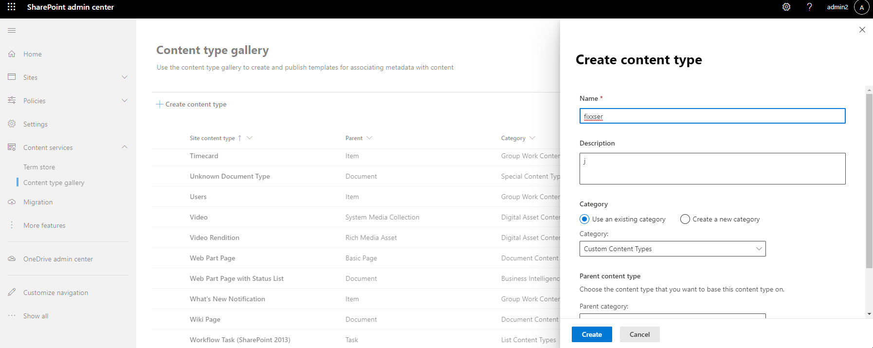 SharePoint create content type not working - Microsoft Q&A