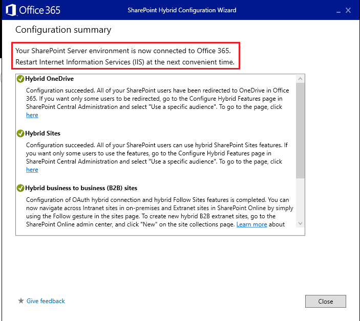 Having trouble to finish hybrid configuration setup for sharepoint 2019 ...