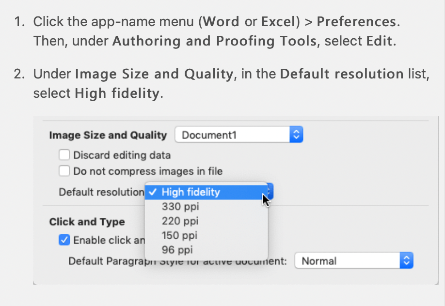 Change default resolution for inserting images into Excel - Microsoft Q&A