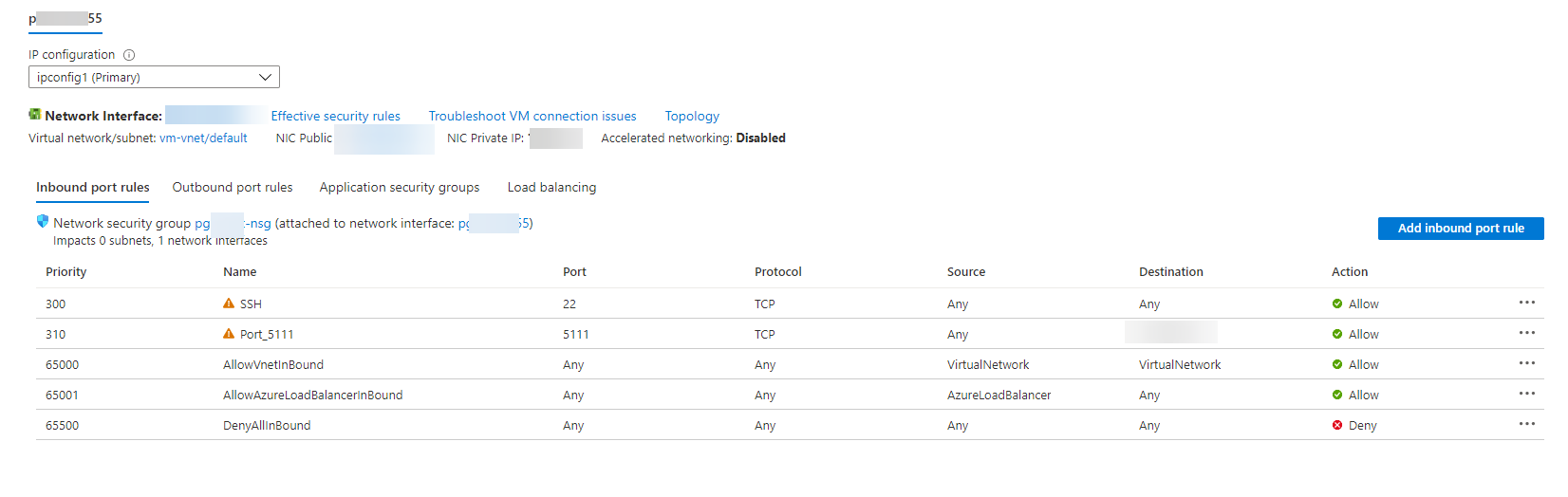 Can connect to Azure VM on Port 22 but not on port 5111 - Microsoft Q&A