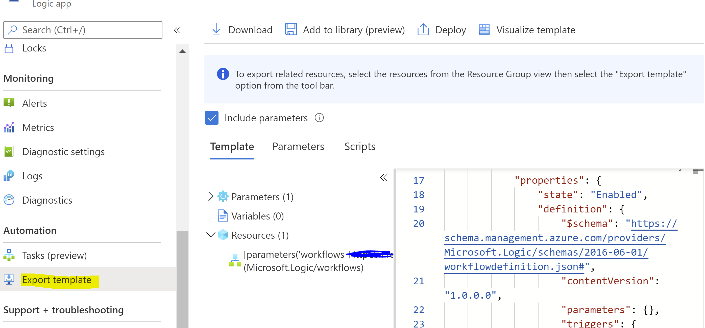 Azure logic apps,monitor,arm template - Microsoft Q&A