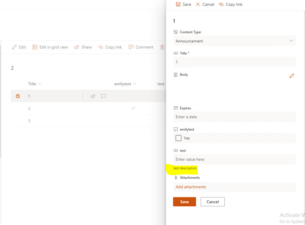 Sharepoint Notes Field Field Description is not displayed into sharepoint 2019 and online ...