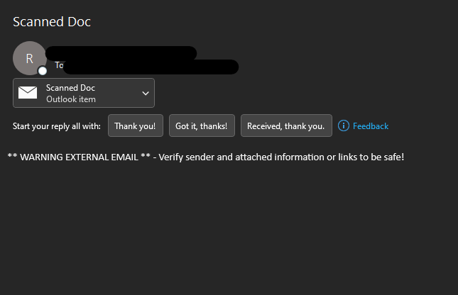 Attachment of Scanned Doc Showing as Outlook Item - Microsoft Q&A