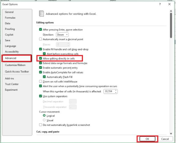 When I click on cells on the excel sheets, it jumps to another cell ...