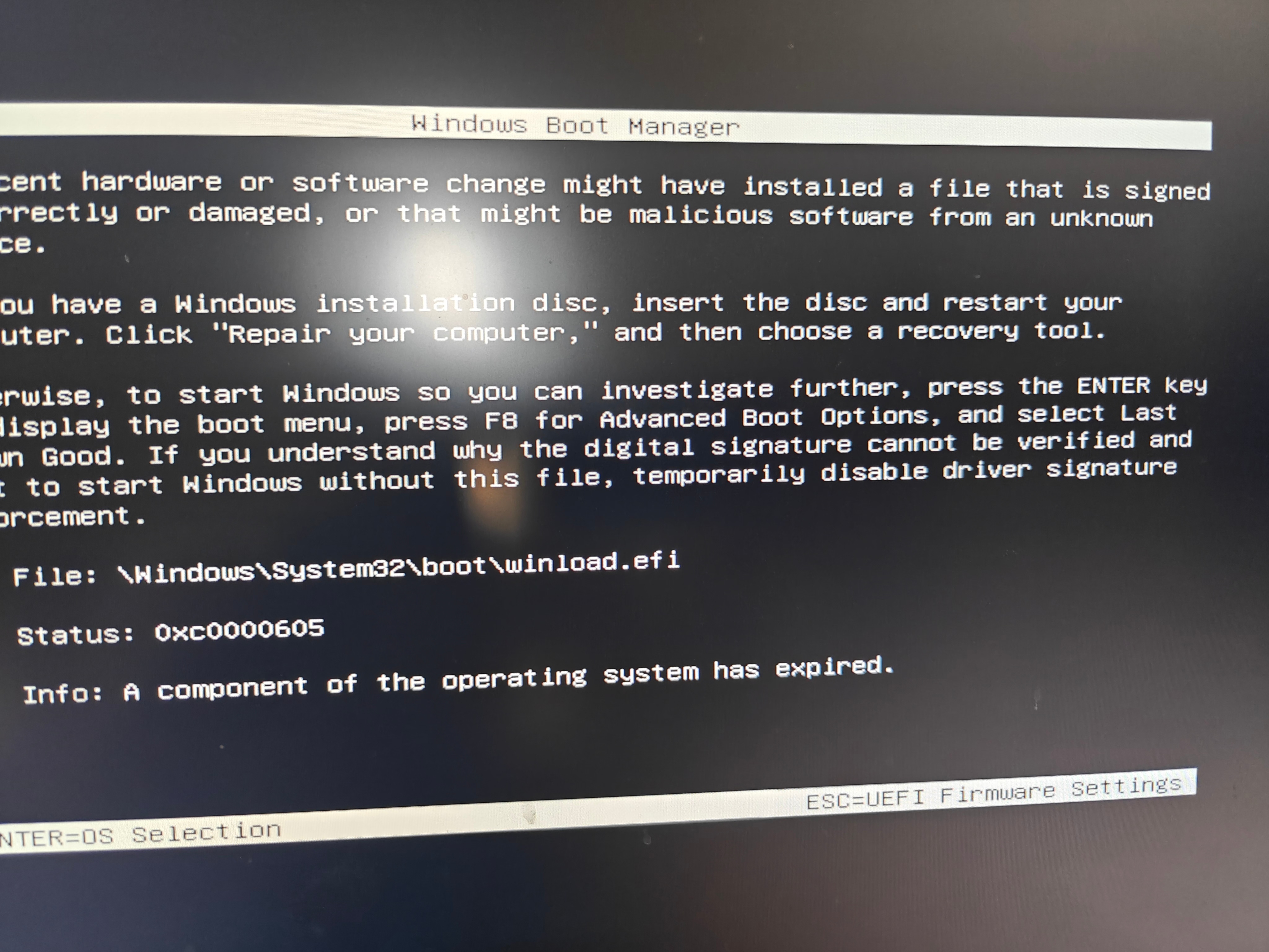 Win11 BCD corrupt after power outage when login with password. Plz