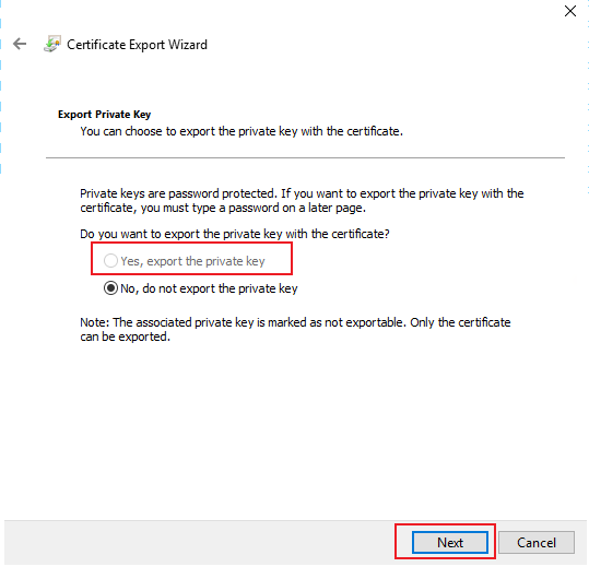 Export Certificate wth private key Microsoft Q A