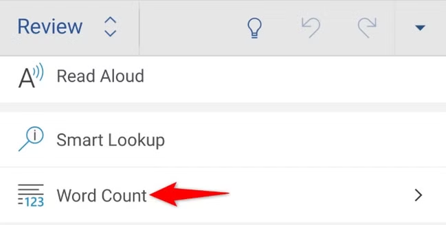 Tap "Word Count."