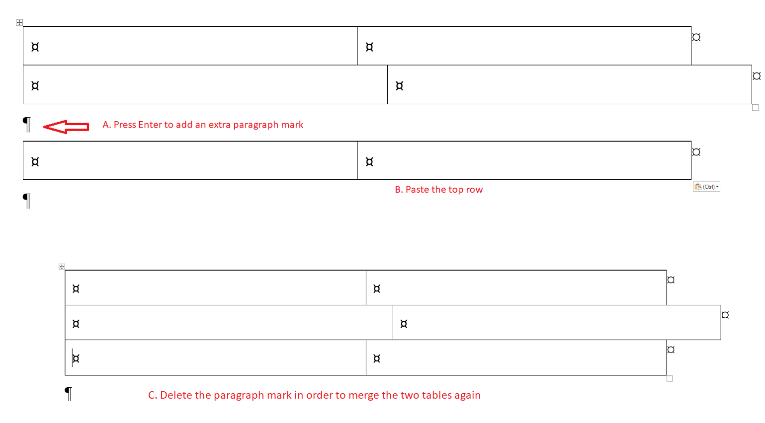 Word table row copy and paste creates jagged columns Microsoft Q A