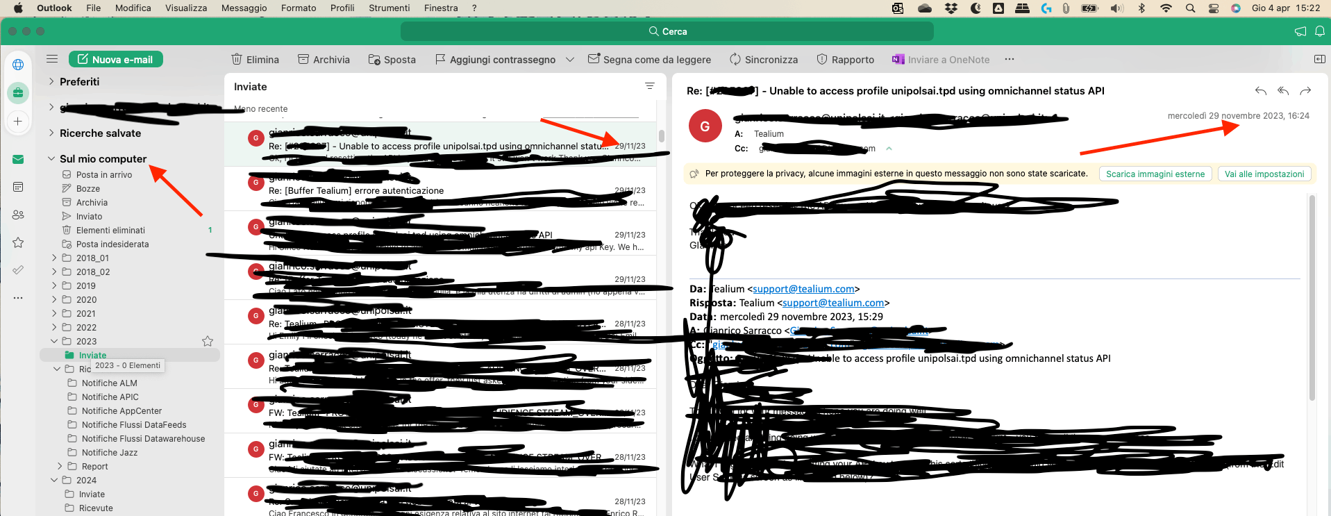Date Change on sent email when moved from local archive to online inbox ...