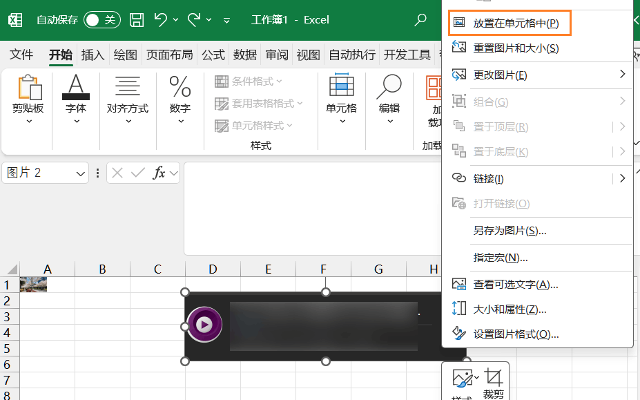 excel中已存在的图片无法选择放置在单元格中，该选项为灰色 - Microsoft Q&A