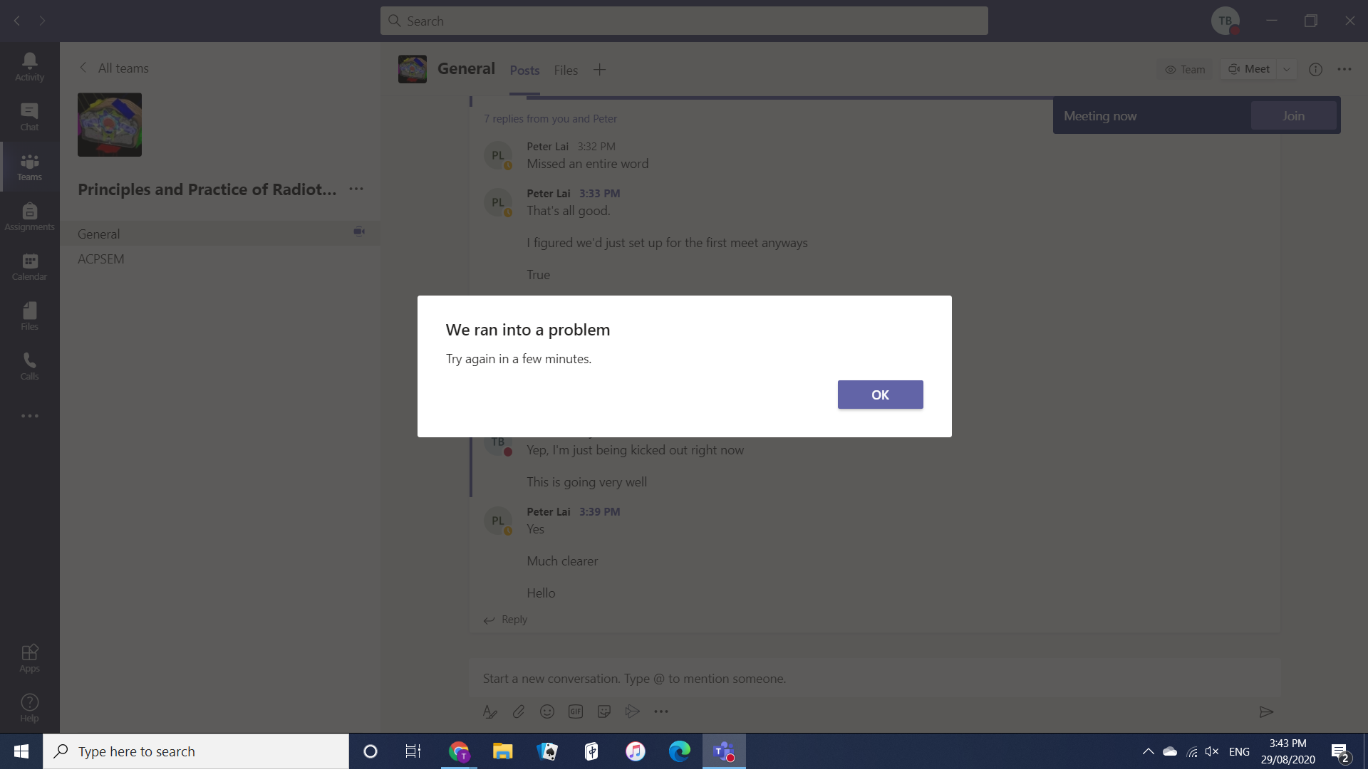Unable to join Microsoft Teams Meeting on Desktop - Microsoft Q&A