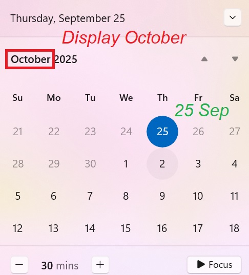 Month disply
