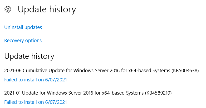 Server 2016, cant install any monthly patches - Microsoft Q&A