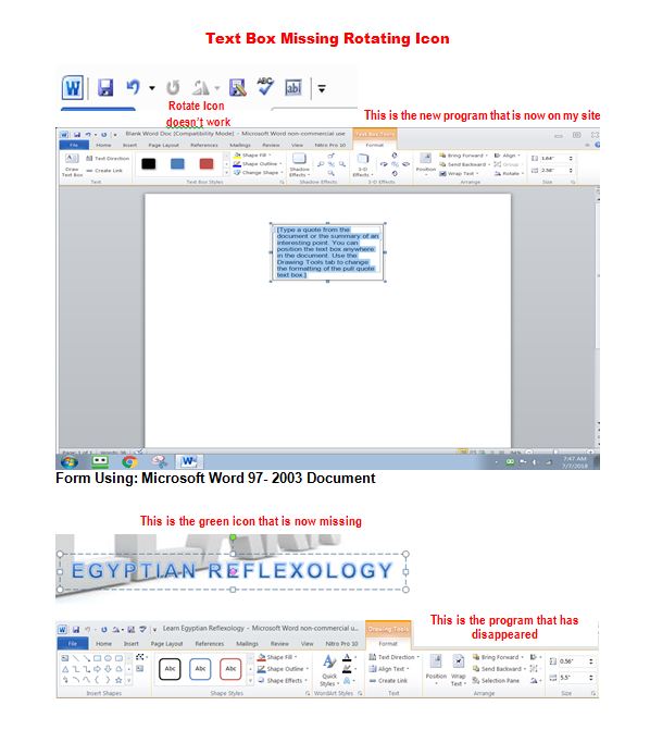Text Box Rotation Icon Missing - Word 97-2003 Window 7 Home Premium ...