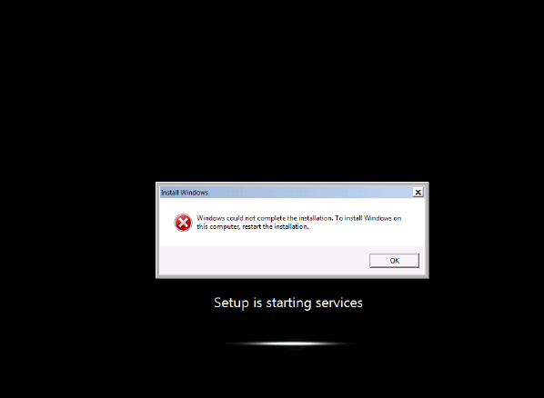 Windows 7 X86 VM shows up error. The VM is created using VHD. The setup ...