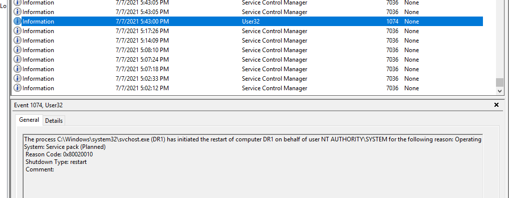 My Server (Windows Server 2019 Rebooted Unexpected) - Microsoft Q&A
