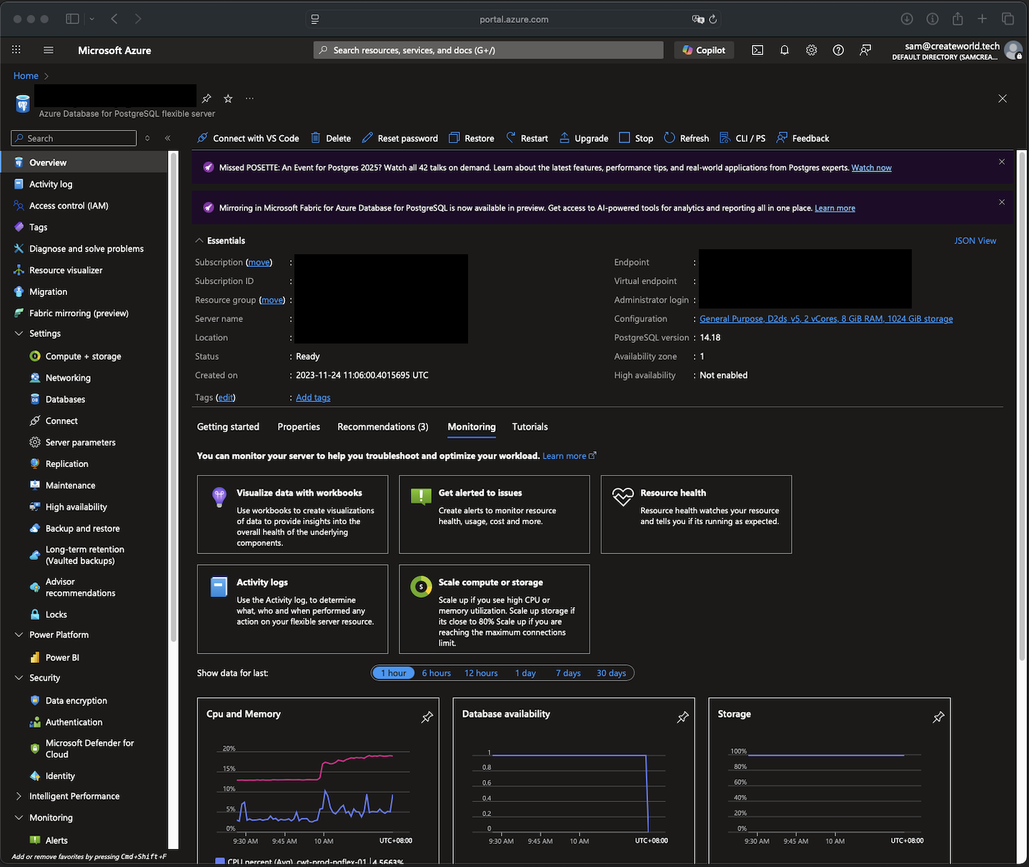 PostgreSQL flexible server storage increase does not get reflected ...