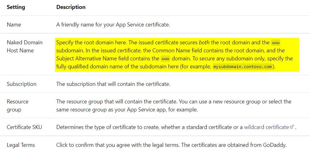 App Service Certificate Wildcard Root Domain - Microsoft Q&A