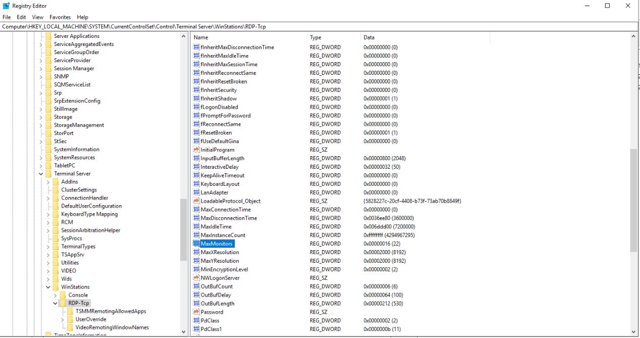 Windows Server 2019 RemoteApps error "The number of local display