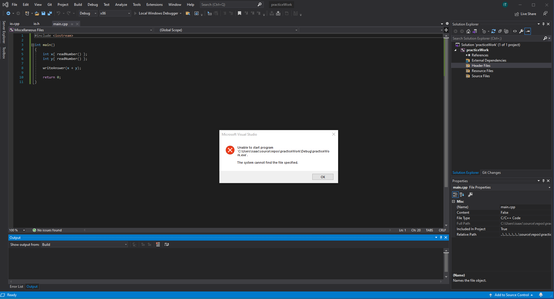 Visual Studio 2019 Unable to start program, the system cannot find the file  specified - Microsoft Q&A