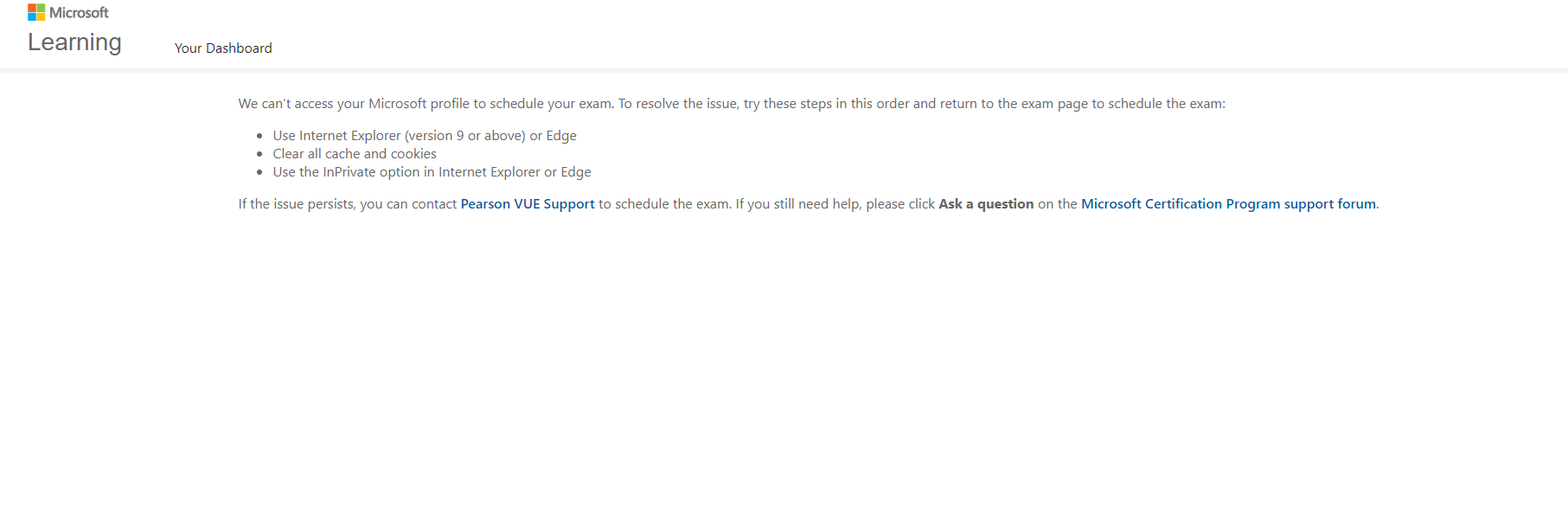 Microsoft account linked to Pearson VUE Microsoft Q&A