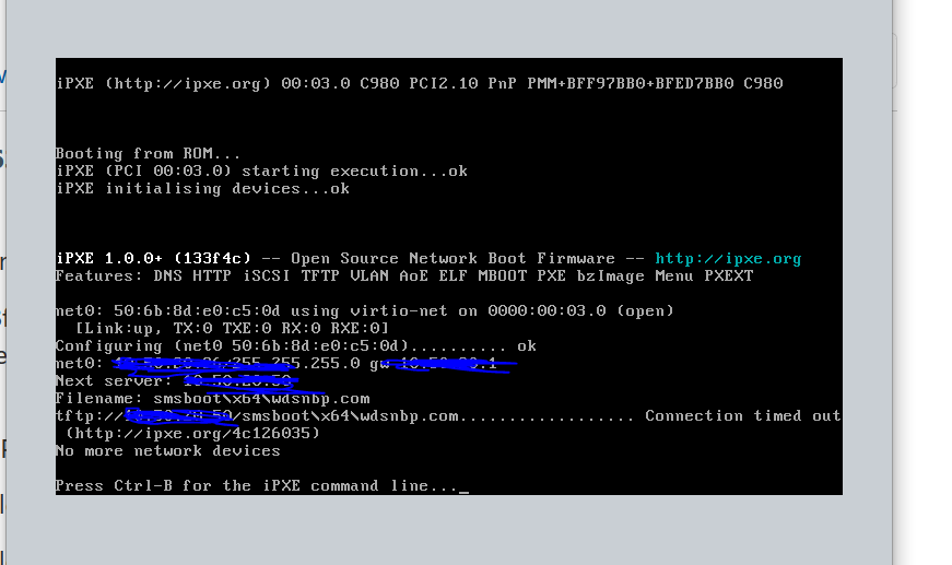 PXe boot Issue PXE::MP_InitializeTransport failed; 0x80072f8f 