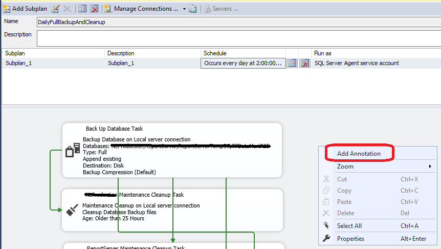 SQL Server 2016 Maintenance Plan Editor - Add Annotation Not Working ...