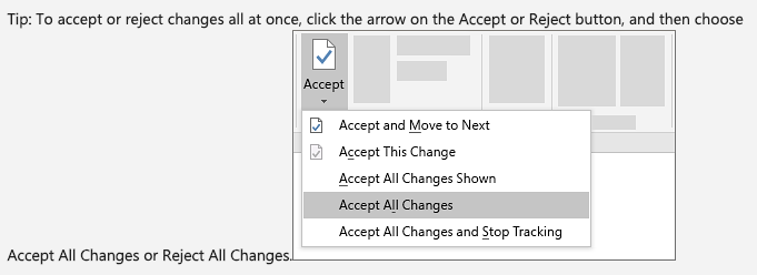 will MS word automatically accept the track changes? If so under what ...