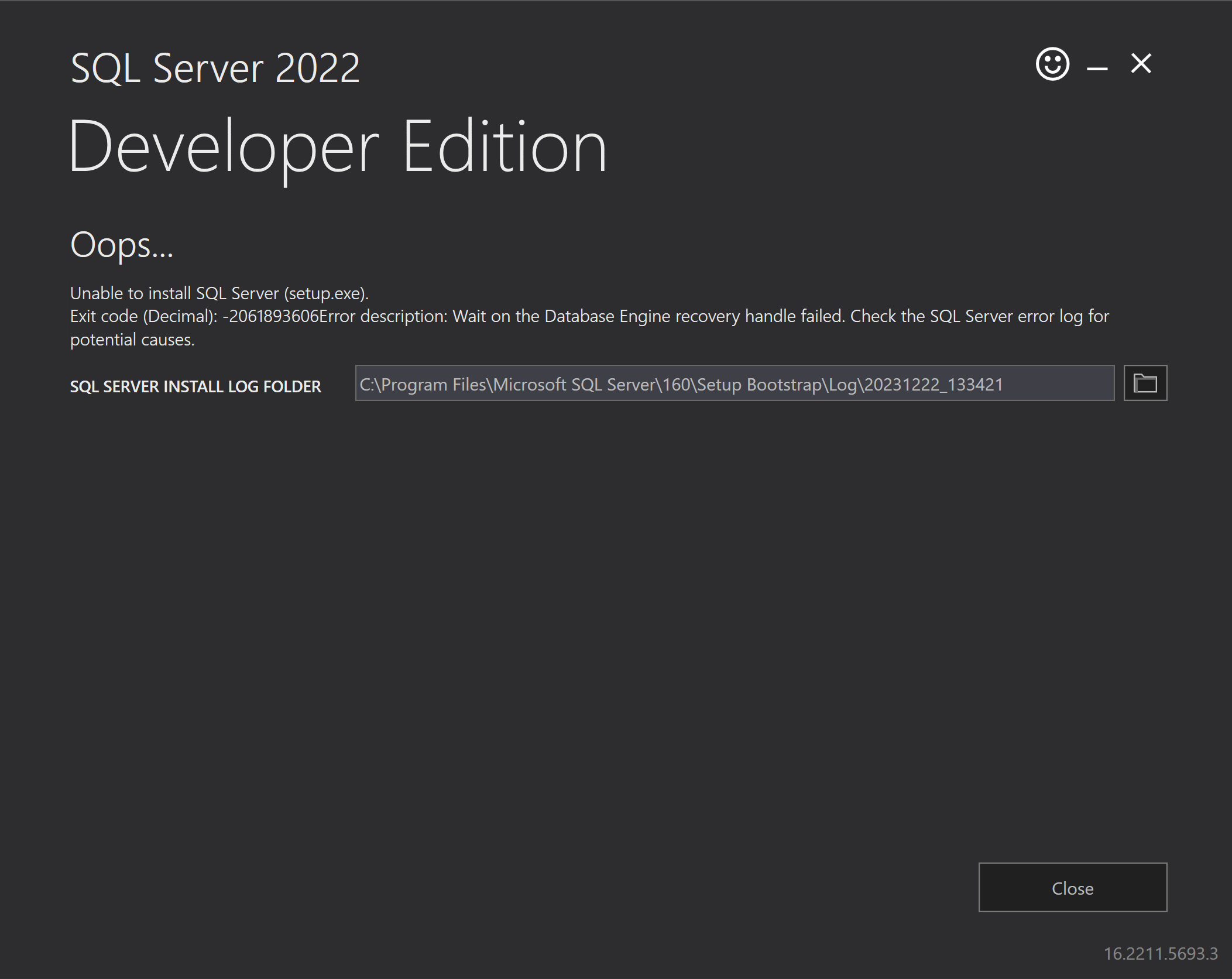 How to fix unable to install sql server setup exe exit code decimal