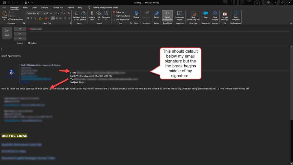 Email Format Breaks Signature and Email Line Separation When Replying ...