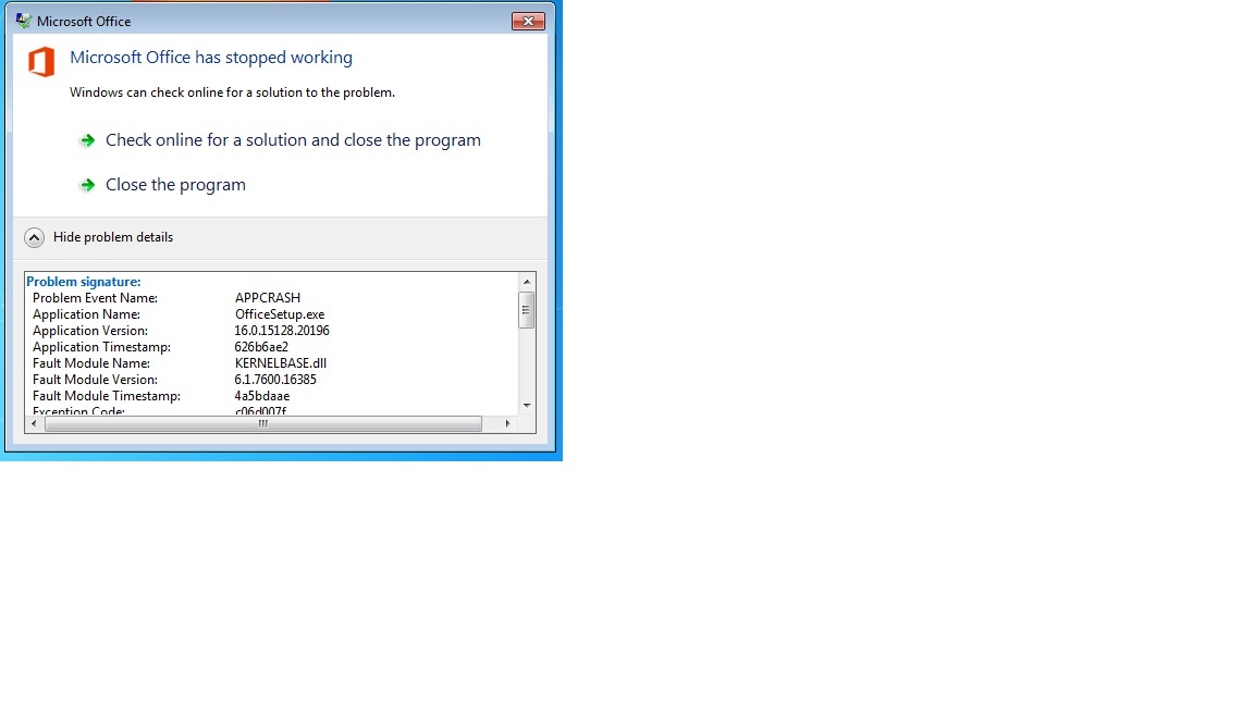 App Crash While Installing Office 365 on Windows 7 32 bit - Microsoft Q&A