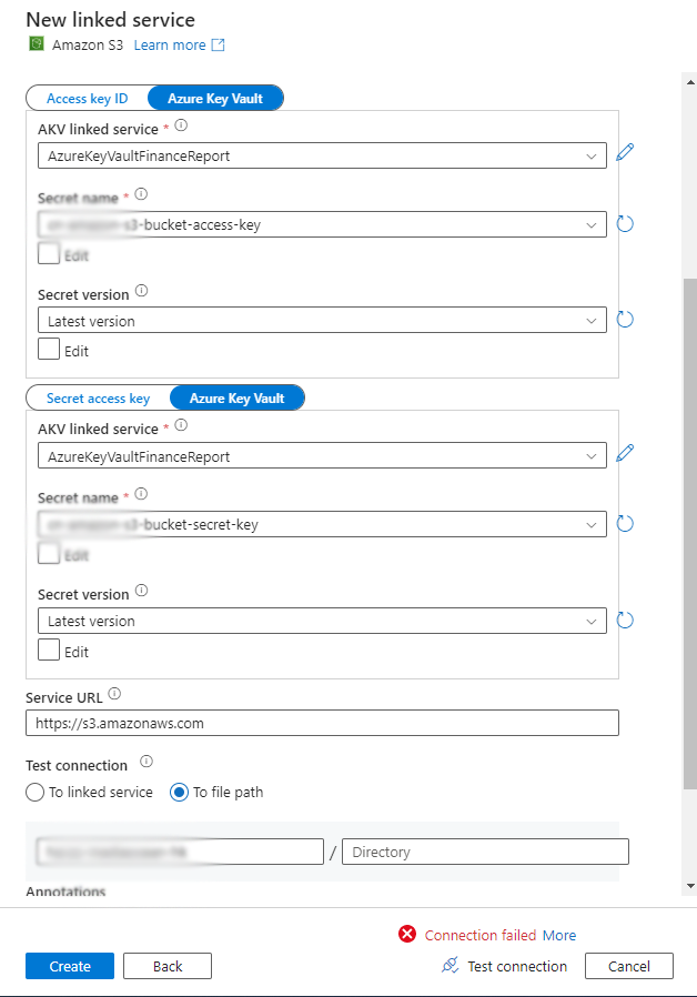 linked service error 9011