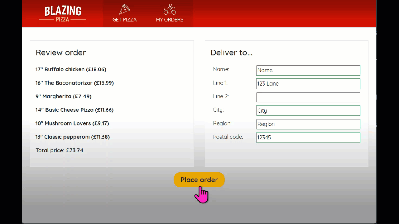 Animation showing the order status changing in real-time.