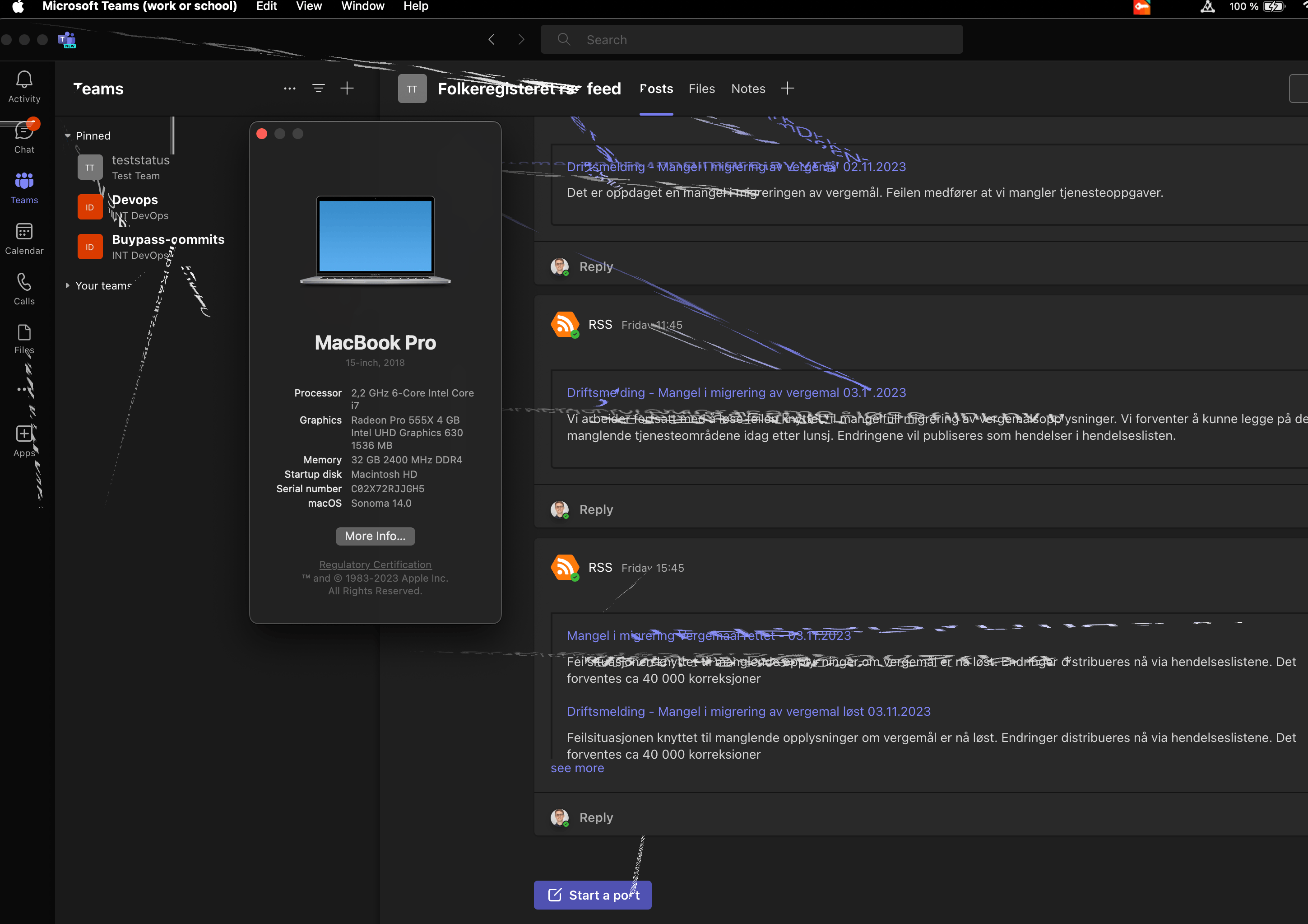 teams new (for work or school) render error on macbook pro 2018 ...