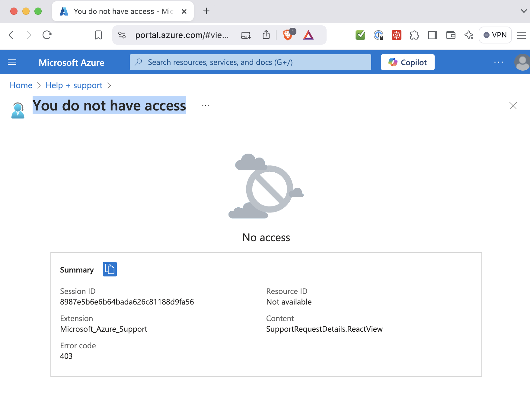 Azure - no access